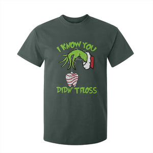 Funny Dental Christmas T Shirt For Kid I Know You Didnt Floss Dentist Holiday Humor TS02 Dark Forest Green Print Your Wear