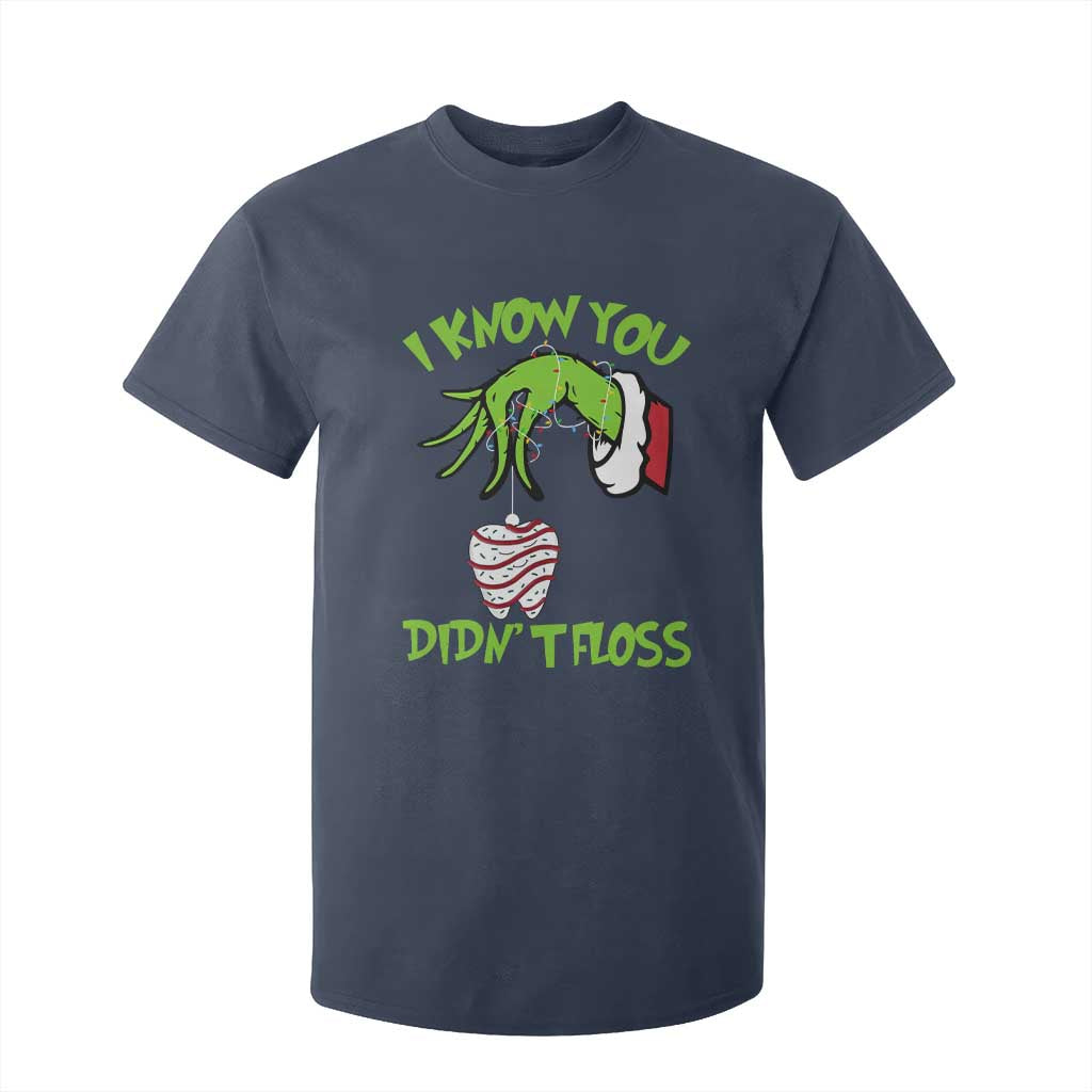 Funny Dental Christmas T Shirt For Kid I Know You Didnt Floss Dentist Holiday Humor TS02 Navy Print Your Wear