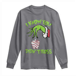 Funny Dental Christmas Long Sleeve Shirt I Know You Didnt Floss Dentist Holiday Humor TS02 Charcoal Print Your Wear