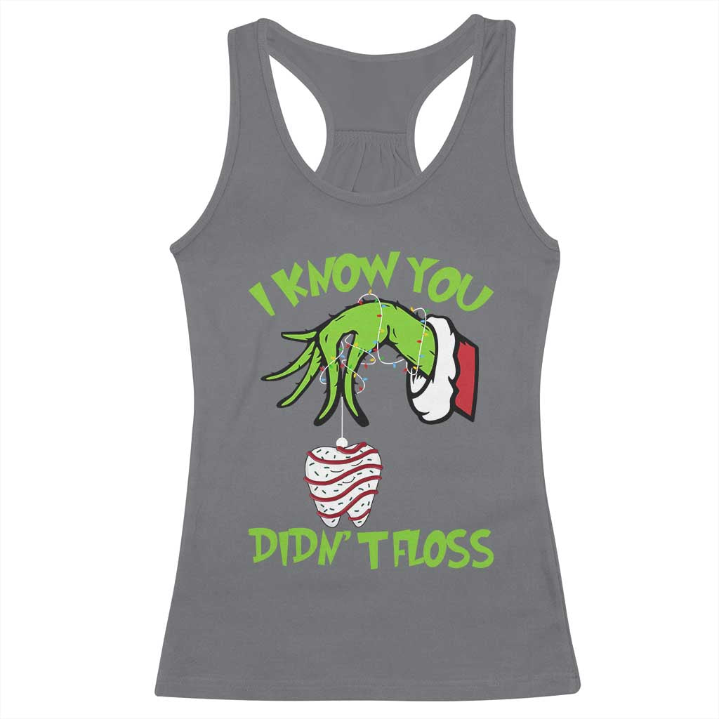 Funny Dental Christmas Racerback Tank Top I Know You Didnt Floss Dentist Holiday Humor TS02 Charcoal Print Your Wear
