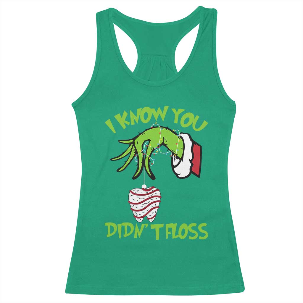 Funny Dental Christmas Racerback Tank Top I Know You Didnt Floss Dentist Holiday Humor TS02 Irish Green Print Your Wear