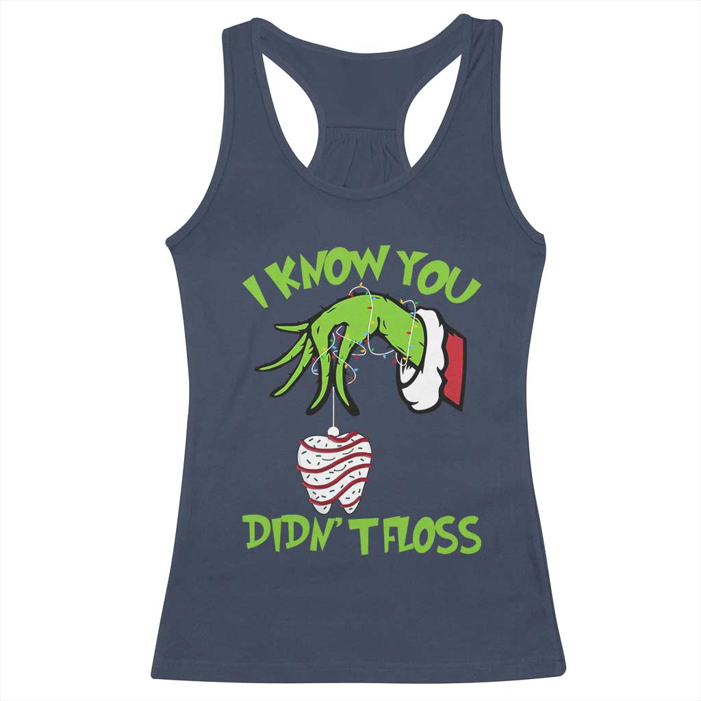 Funny Dental Christmas Racerback Tank Top I Know You Didnt Floss Dentist Holiday Humor TS02 Navy Print Your Wear