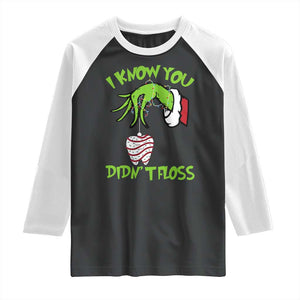 Funny Dental Christmas Raglan Shirt I Know You Didnt Floss Dentist Holiday Humor TS02 Black White Print Your Wear
