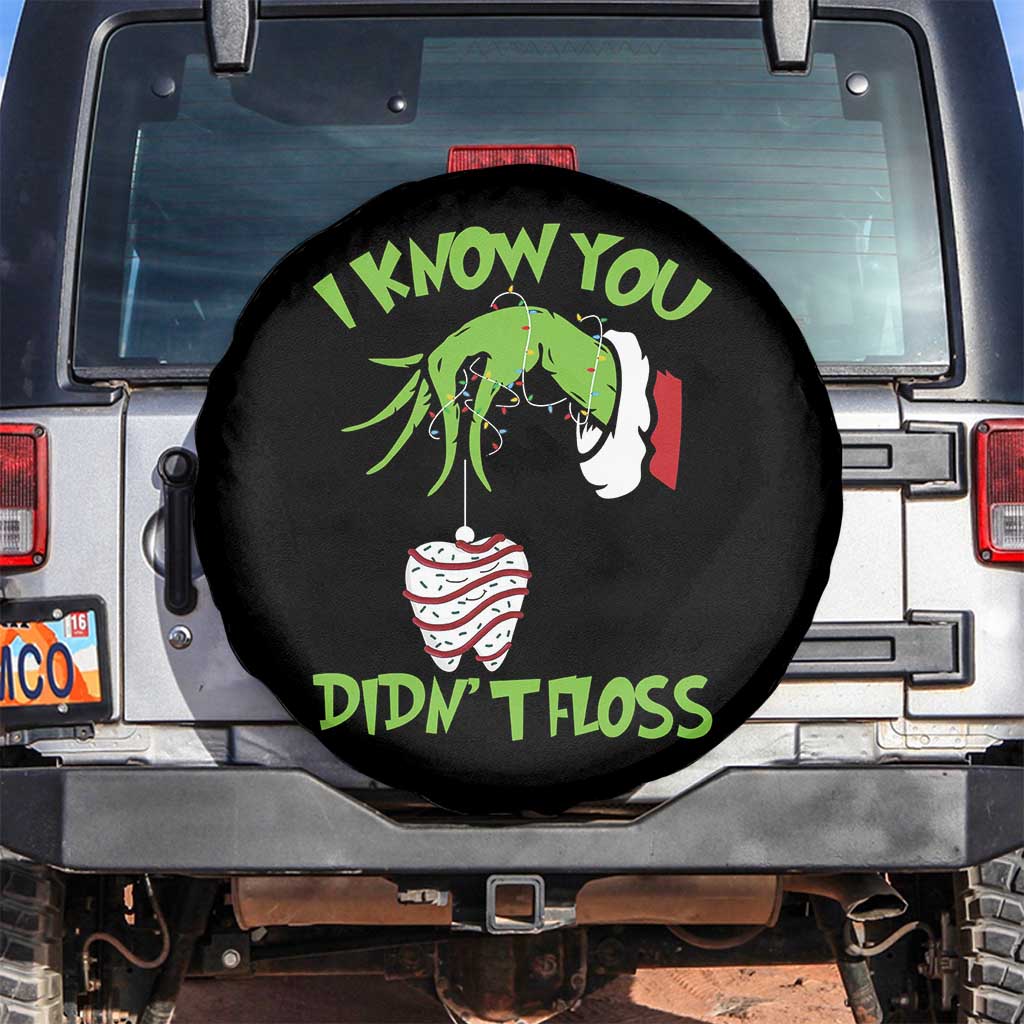 Funny Dental Christmas Spare Tire Cover I Know You Didnt Floss Dentist Holiday Humor TS02 No hole Black Print Your Wear