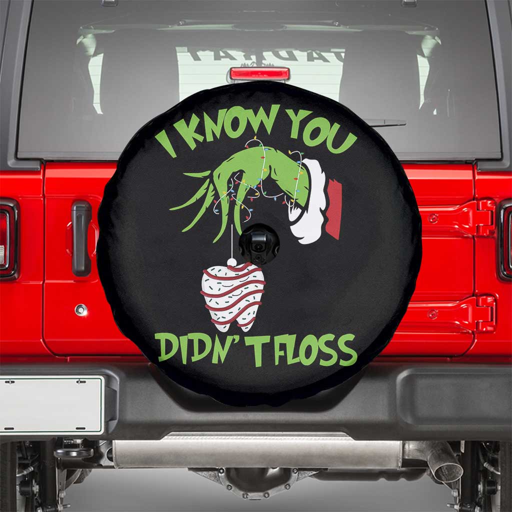 Funny Dental Christmas Spare Tire Cover I Know You Didnt Floss Dentist Holiday Humor TS02 Black Print Your Wear