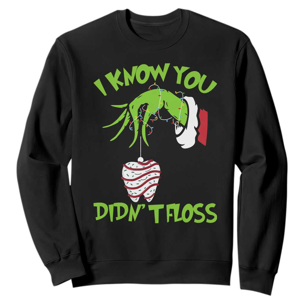 Funny Dental Christmas Sweatshirt I Know You Didnt Floss Dentist Holiday Humor TS02 Black Print Your Wear