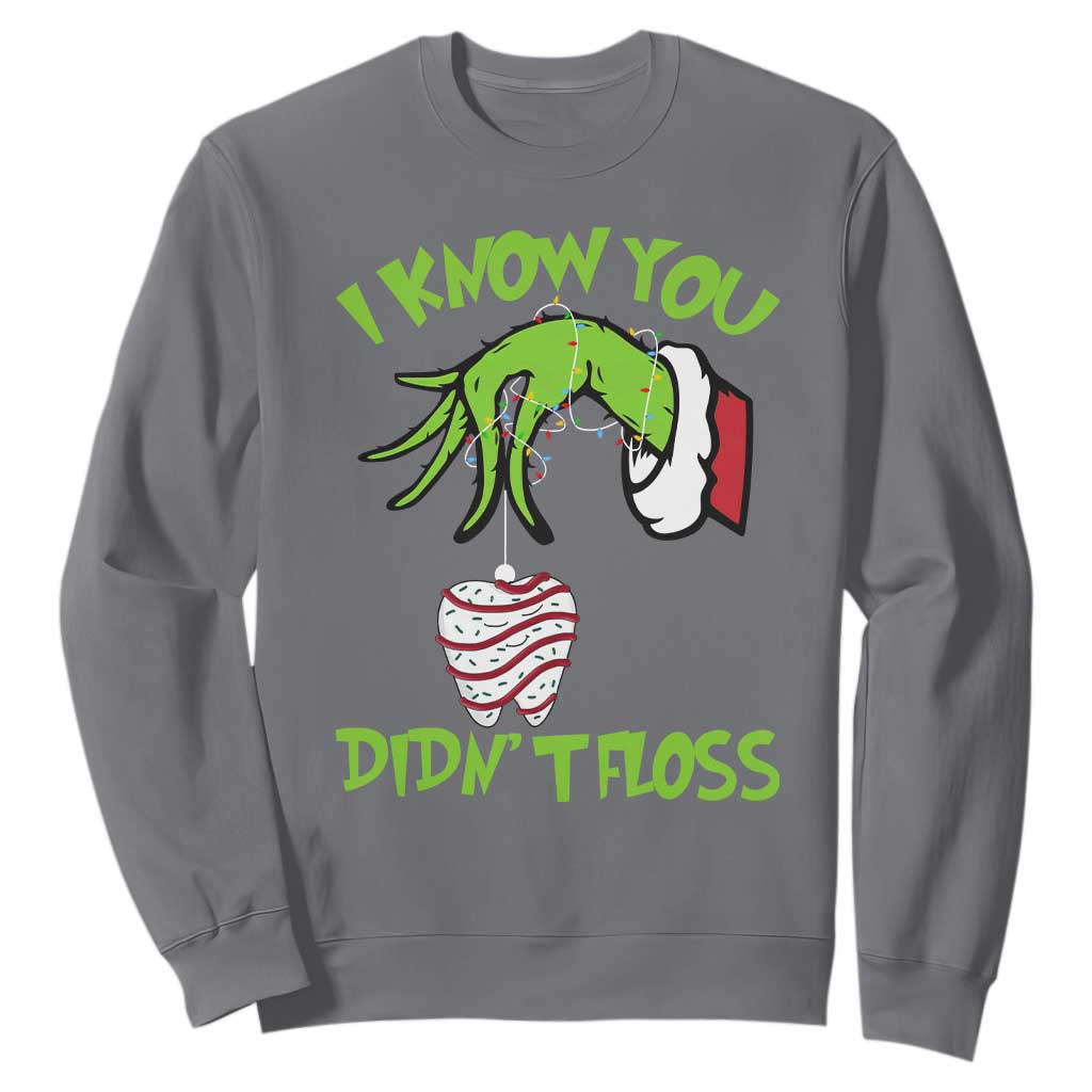 Funny Dental Christmas Sweatshirt I Know You Didnt Floss Dentist Holiday Humor TS02 Charcoal Print Your Wear