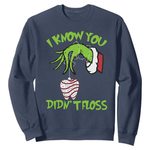 Funny Dental Christmas Sweatshirt I Know You Didnt Floss Dentist Holiday Humor TS02 Navy Print Your Wear