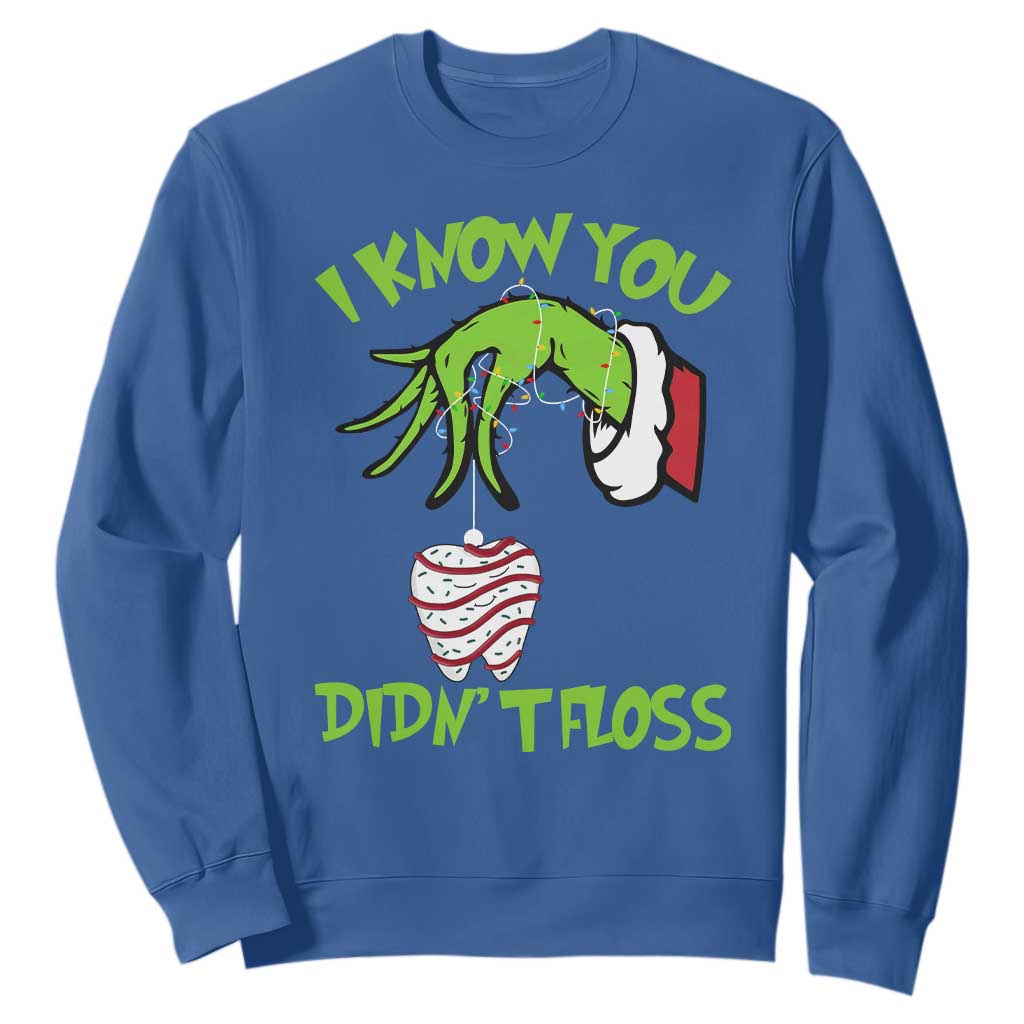 Funny Dental Christmas Sweatshirt I Know You Didnt Floss Dentist Holiday Humor TS02 Royal Blue Print Your Wear