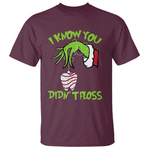 Funny Dental Christmas T Shirt I Know You Didnt Floss Dentist Holiday Humor TS02 Maroon Print Your Wear