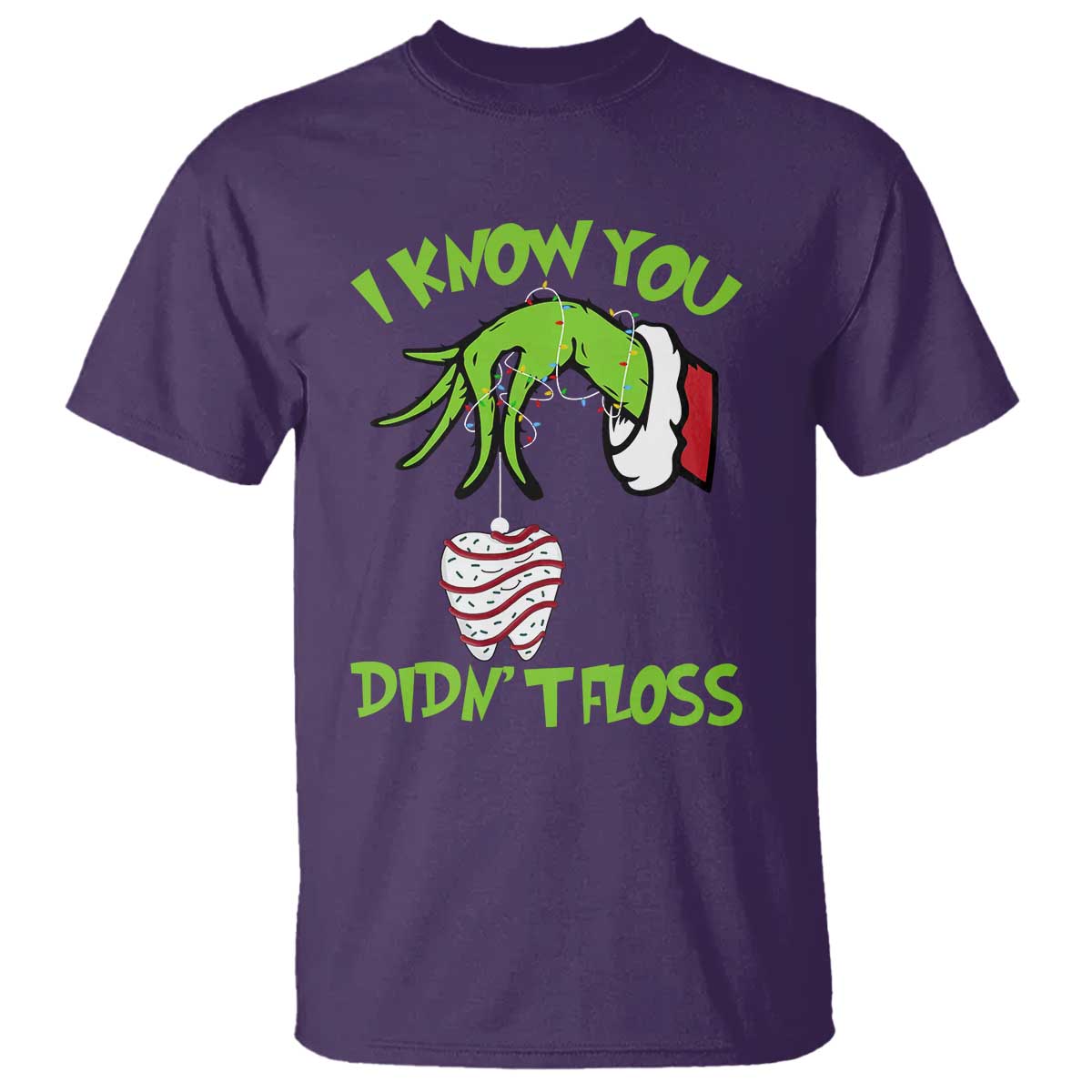 Funny Dental Christmas T Shirt I Know You Didnt Floss Dentist Holiday Humor TS02 Purple Print Your Wear