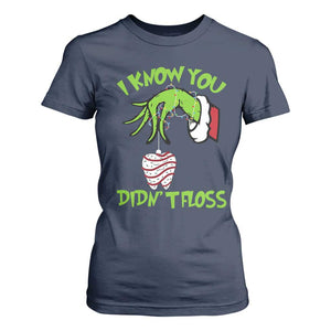 Funny Dental Christmas T Shirt For Women I Know You Didnt Floss Dentist Holiday Humor TS02 Navy Print Your Wear