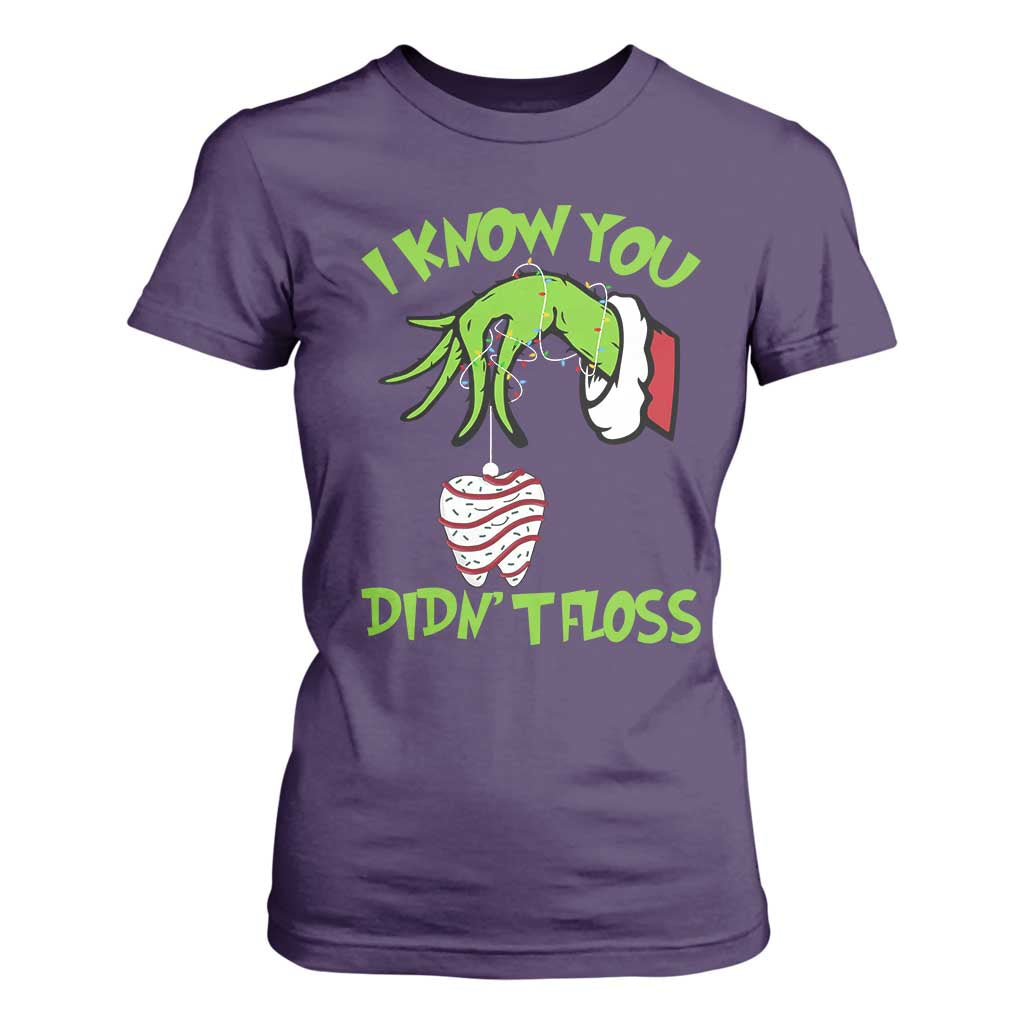Funny Dental Christmas T Shirt For Women I Know You Didnt Floss Dentist Holiday Humor TS02 Purple Print Your Wear