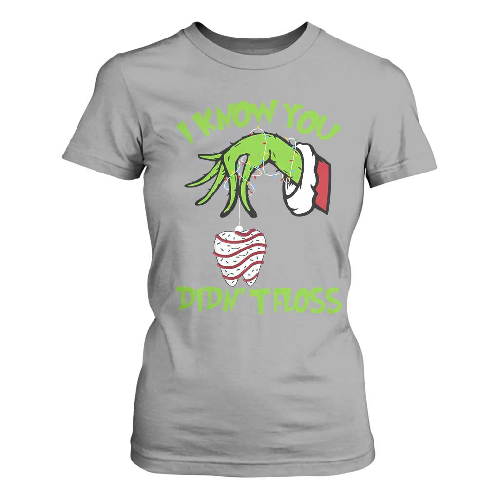 Funny Dental Christmas T Shirt For Women I Know You Didnt Floss Dentist Holiday Humor TS02 Sport Gray Print Your Wear