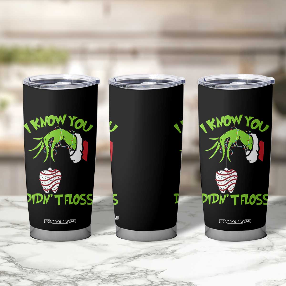 Funny Dental Christmas Tumbler Cup I Know You Didnt Floss Dentist Holiday Humor TS02 Print Your Wear