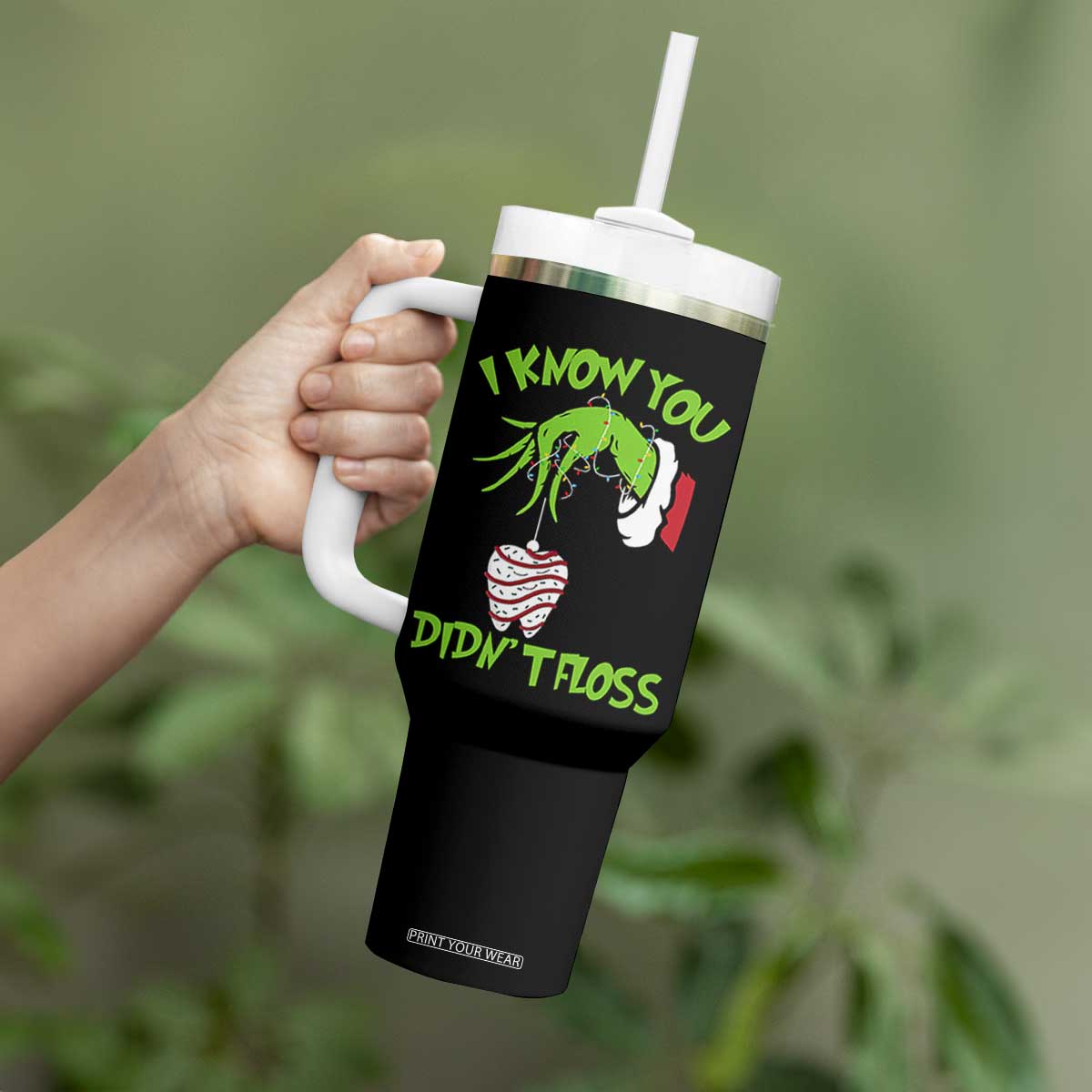 Funny Dental Christmas Tumbler With Handle I Know You Didnt Floss Dentist Holiday Humor TS02 Print Your Wear