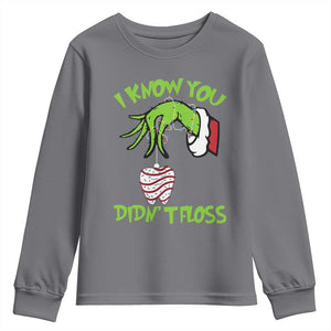 Funny Dental Christmas Youth Sweatshirt I Know You Didnt Floss Dentist Holiday Humor TS02 Charcoal Print Your Wear