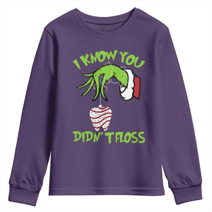 Funny Dental Christmas Youth Sweatshirt I Know You Didnt Floss Dentist Holiday Humor TS02 Purple Print Your Wear