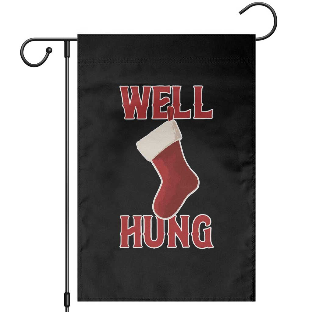 Funny Christmas Stocking Garden Flag Well Hung Naughty Holiday Inappropriate Humor TS02 Black Print Your Wear
