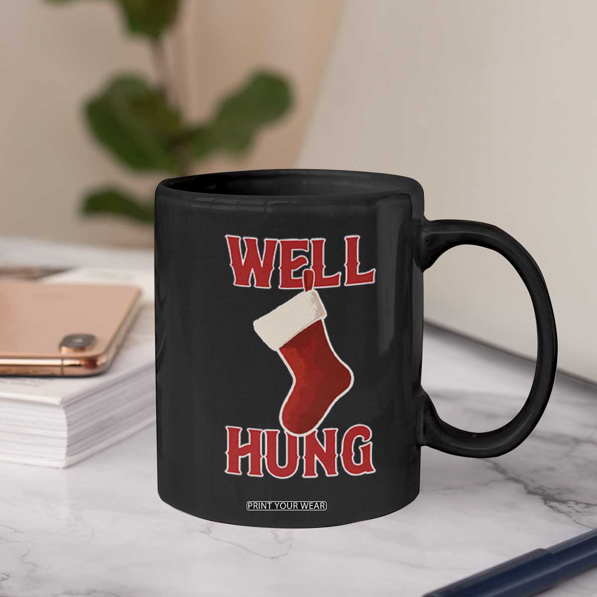 Funny Christmas Stocking Coffee Mug Well Hung Naughty Holiday Inappropriate Humor TS02 Print Your Wear