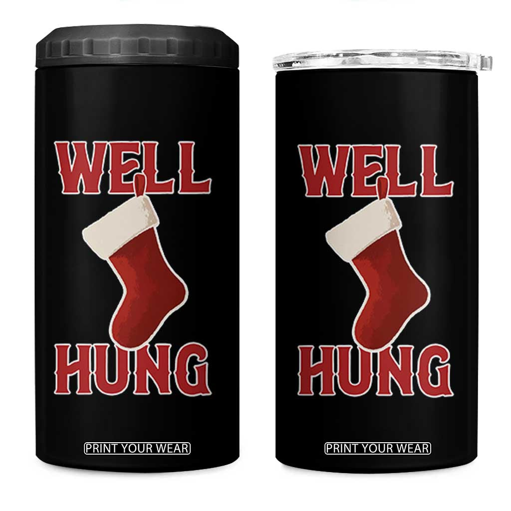 Funny Christmas Stocking 4 in 1 Can Cooler Tumbler Well Hung Naughty Holiday Inappropriate Humor TS02 One Size: 16 oz Black Print Your Wear