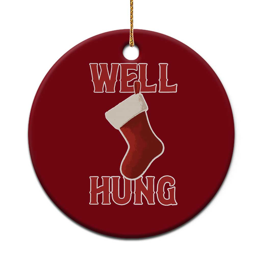 Funny Christmas Stocking Ceramic Ornament Well Hung Naughty Holiday Inappropriate Humor TS02 1pc Red Print Your Wear
