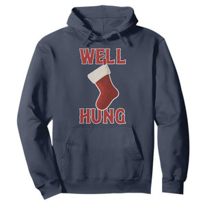 Funny Christmas Stocking Hoodie Well Hung Naughty Holiday Inappropriate Humor TS02 Navy Print Your Wear