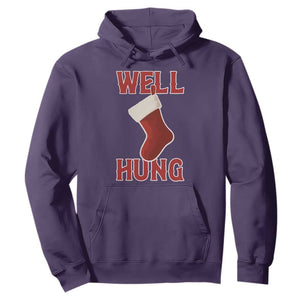 Funny Christmas Stocking Hoodie Well Hung Naughty Holiday Inappropriate Humor TS02 Purple Print Your Wear