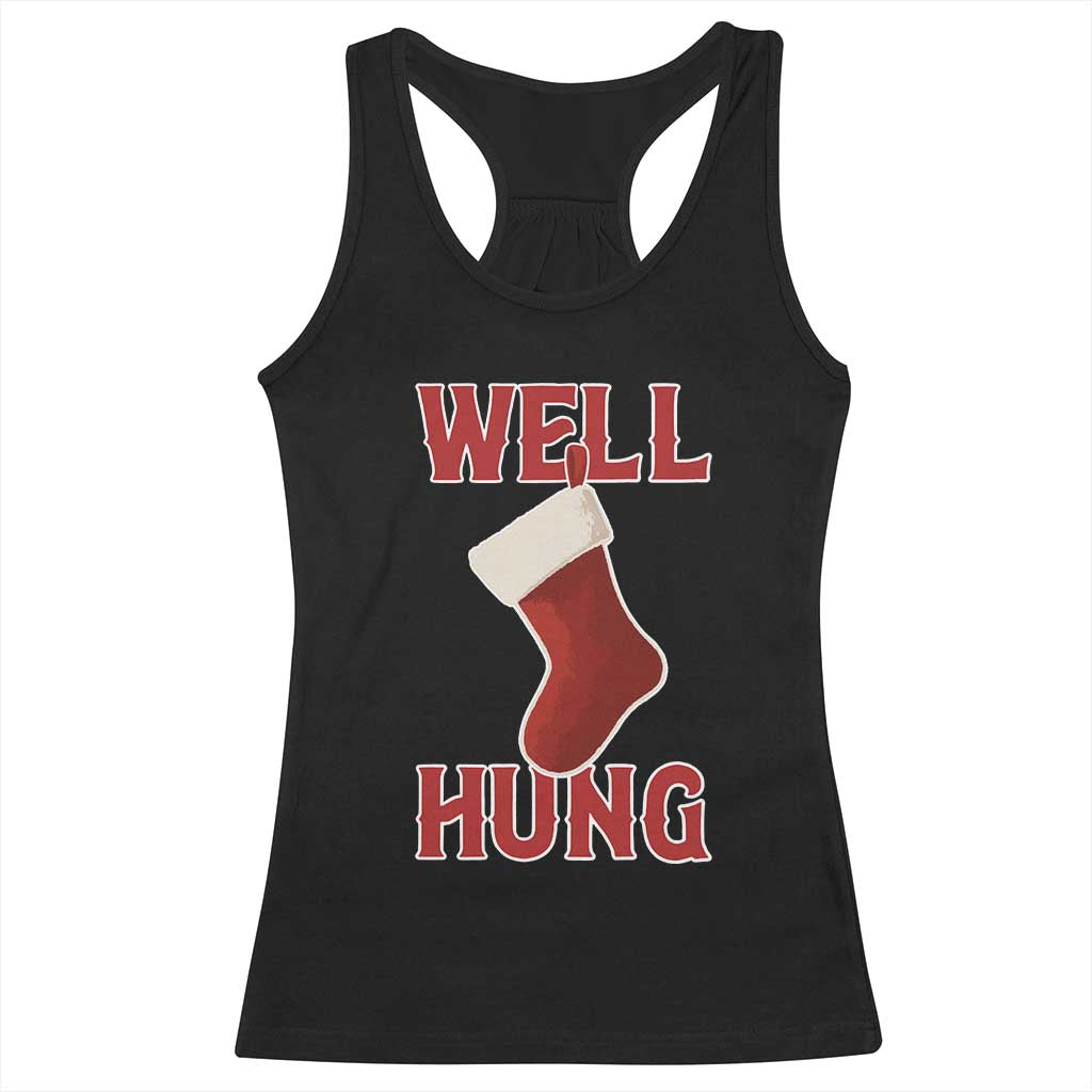Funny Christmas Stocking Racerback Tank Top Well Hung Naughty Holiday Inappropriate Humor TS02 Black Print Your Wear