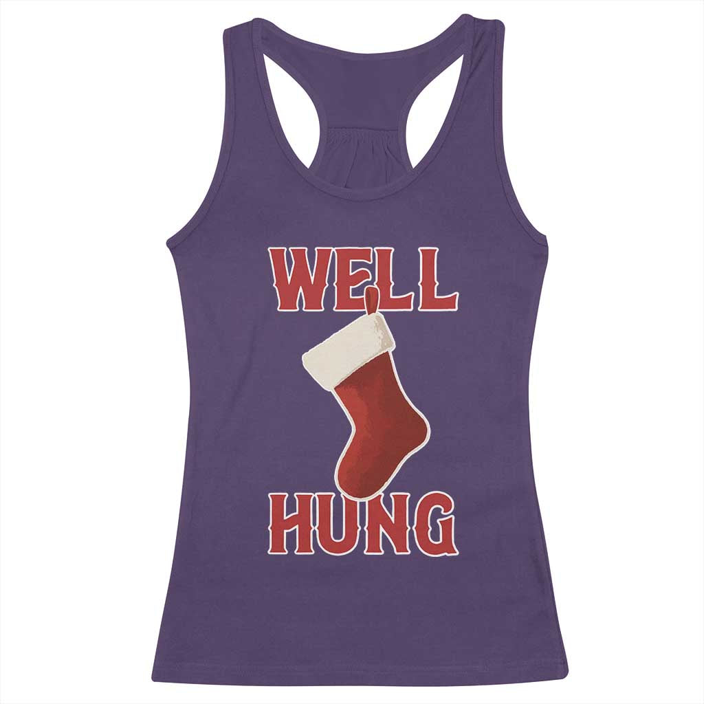 Funny Christmas Stocking Racerback Tank Top Well Hung Naughty Holiday Inappropriate Humor TS02 Purple Print Your Wear