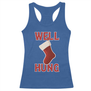 Funny Christmas Stocking Racerback Tank Top Well Hung Naughty Holiday Inappropriate Humor TS02 Royal Blue Print Your Wear