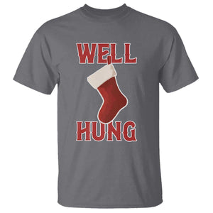 Funny Christmas Stocking T Shirt Well Hung Naughty Holiday Inappropriate Humor TS02 Charcoal Print Your Wear