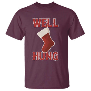Funny Christmas Stocking T Shirt Well Hung Naughty Holiday Inappropriate Humor TS02 Maroon Print Your Wear