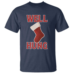 Funny Christmas Stocking T Shirt Well Hung Naughty Holiday Inappropriate Humor TS02 Navy Print Your Wear