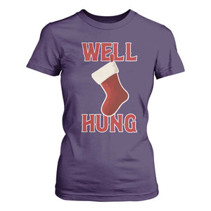 Funny Christmas Stocking T Shirt For Women Well Hung Naughty Holiday Inappropriate Humor TS02 Purple Print Your Wear