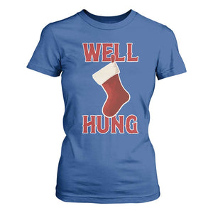 Funny Christmas Stocking T Shirt For Women Well Hung Naughty Holiday Inappropriate Humor TS02 Royal Blue Print Your Wear