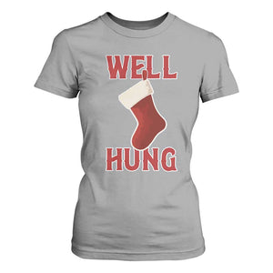 Funny Christmas Stocking T Shirt For Women Well Hung Naughty Holiday Inappropriate Humor TS02 Sport Gray Print Your Wear