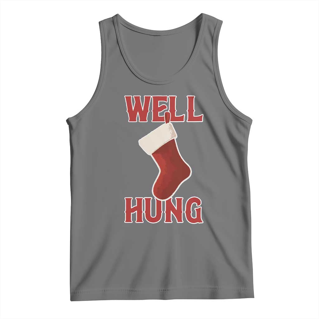 Funny Christmas Stocking Tank Top Well Hung Naughty Holiday Inappropriate Humor TS02 Black Heather Print Your Wear