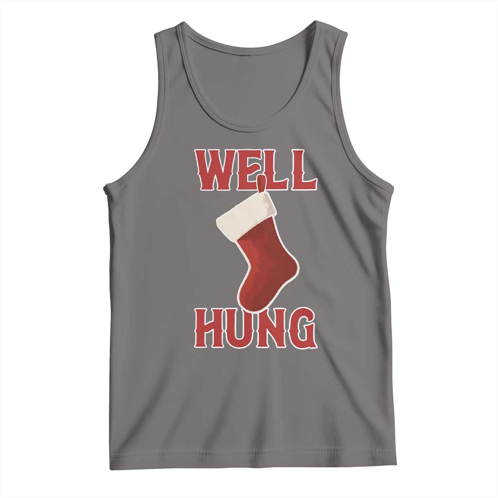 Funny Christmas Stocking Tank Top Well Hung Naughty Holiday Inappropriate Humor TS02 Deep Heather Print Your Wear