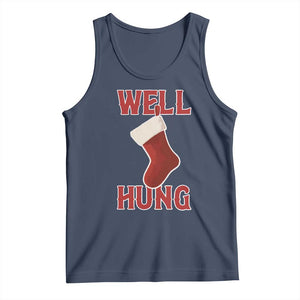Funny Christmas Stocking Tank Top Well Hung Naughty Holiday Inappropriate Humor TS02 Navy Print Your Wear