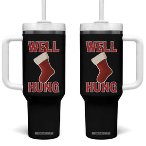 Funny Christmas Stocking Tumbler With Handle Well Hung Naughty Holiday Inappropriate Humor TS02 One Size: 40 oz Black Print Your Wear