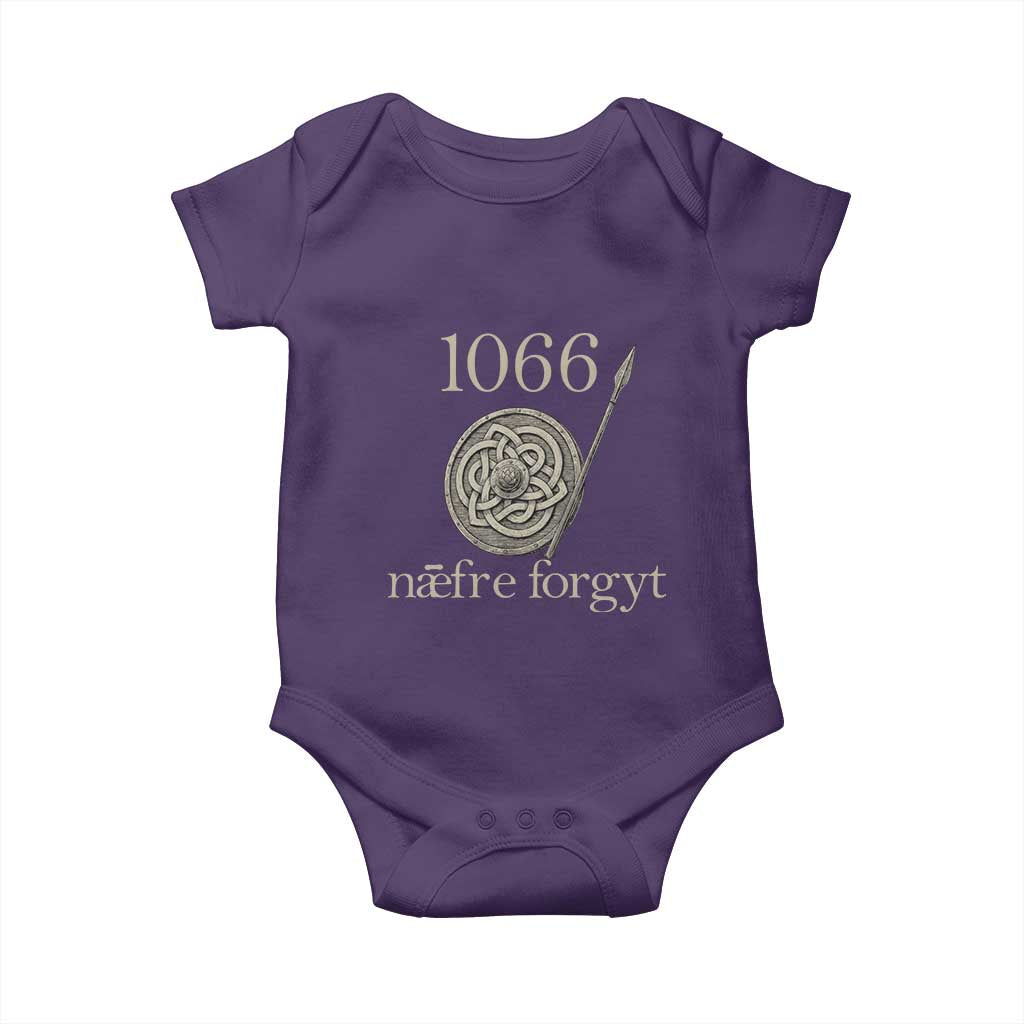 1066 Never Forget Baby Onesie Battle of Hastings Old English Anglo Saxon Warrior Medieval Shield TS02 Purple Print Your Wear