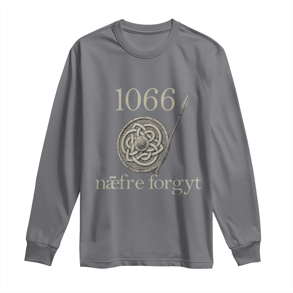 1066 Never Forget Long Sleeve Shirt Battle of Hastings Old English Anglo Saxon Warrior Medieval Shield TS02 Charcoal Print Your Wear