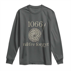 1066 Never Forget Long Sleeve Shirt Battle of Hastings Old English Anglo Saxon Warrior Medieval Shield TS02 Dark Heather Print Your Wear