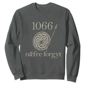 1066 Never Forget Sweatshirt Battle of Hastings Old English Anglo Saxon Warrior Medieval Shield TS02 Dark Heather Print Your Wear