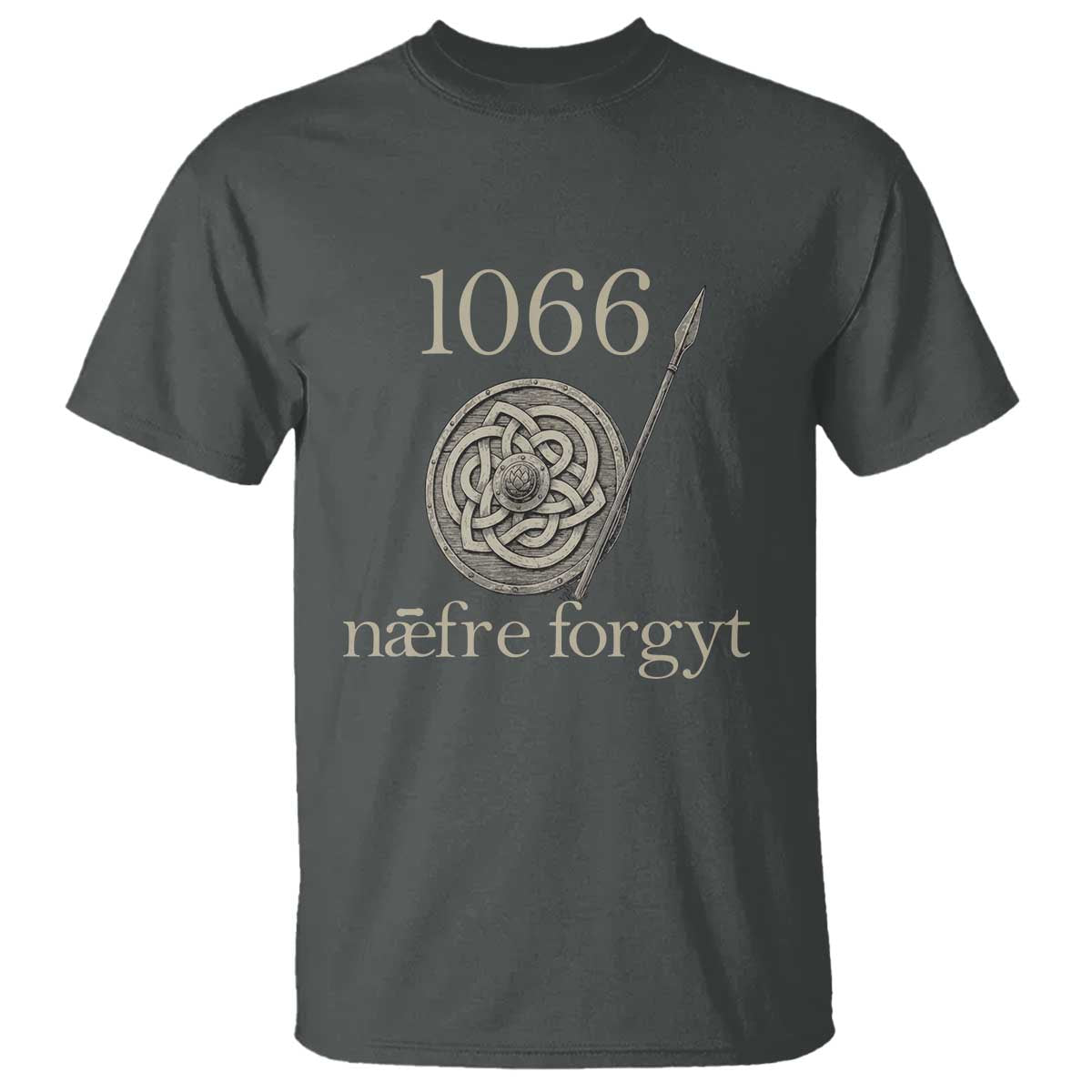 1066 Never Forget T Shirt Battle of Hastings Old English Anglo Saxon Warrior Medieval Shield TS02 Dark Heather Print Your Wear