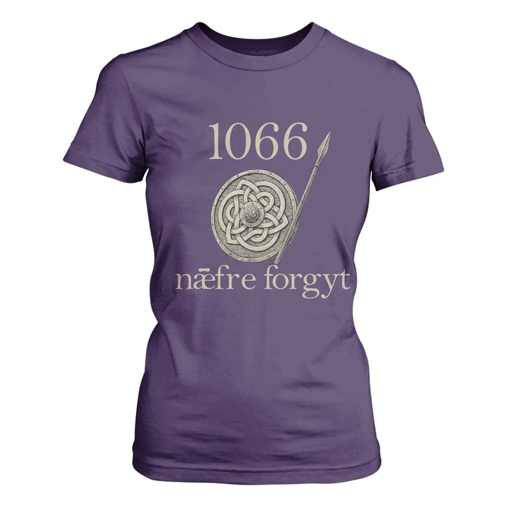 1066 Never Forget T Shirt For Women Battle of Hastings Old English Anglo Saxon Warrior Medieval Shield TS02 Purple Print Your Wear