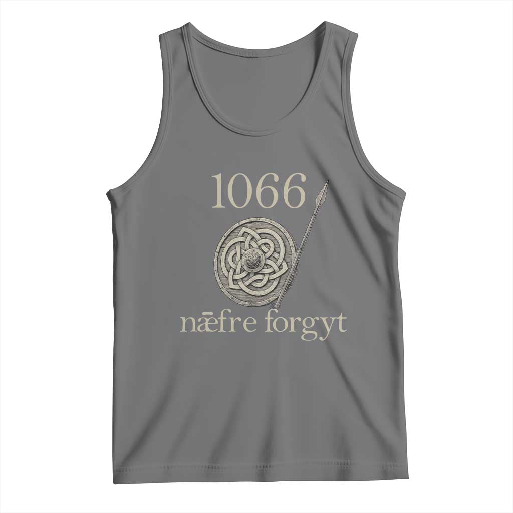 1066 Never Forget Tank Top Battle of Hastings Old English Anglo Saxon Warrior Medieval Shield TS02 Black Heather Print Your Wear