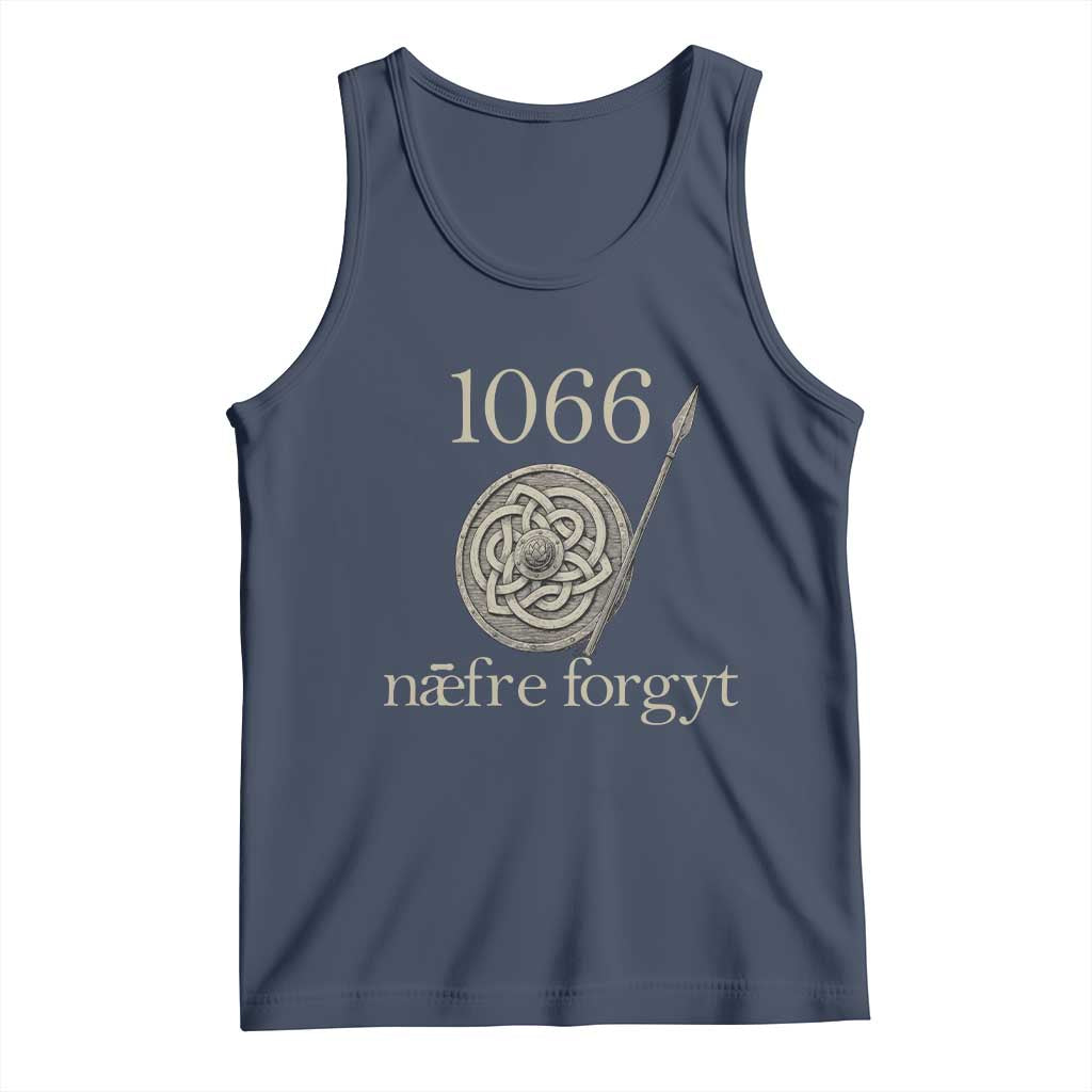 1066 Never Forget Tank Top Battle of Hastings Old English Anglo Saxon Warrior Medieval Shield TS02 Navy Print Your Wear