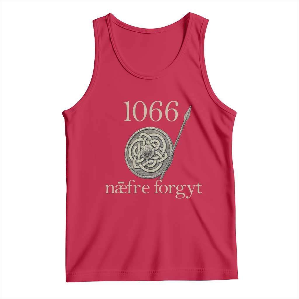 1066 Never Forget Tank Top Battle of Hastings Old English Anglo Saxon Warrior Medieval Shield TS02 Red Print Your Wear